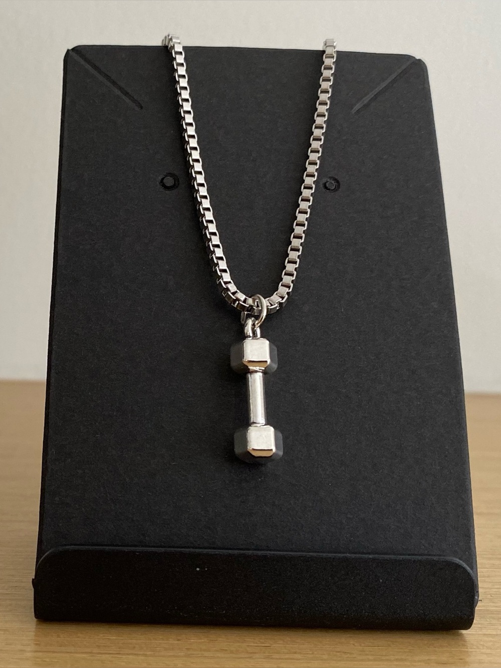 Men’s Silver Dumbbell Pendant Necklace